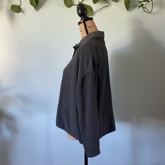 Vintage 90s Express Tricot Collared Button Front Knit Long Sleeve in Grey Blue - Picture 7 of 10